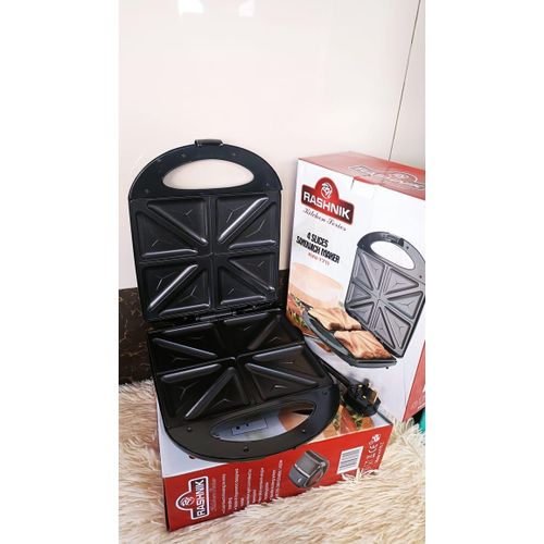 4-Slot Sandwich Maker – Non-Stick Plates Electric Grill