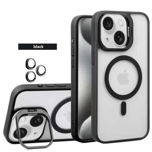 Magnetic phone case for iPhone 14 Case Full-Body Shockproof MagSafe Case Built-in Stash Stand 1 Set of Individual Lens Protectors