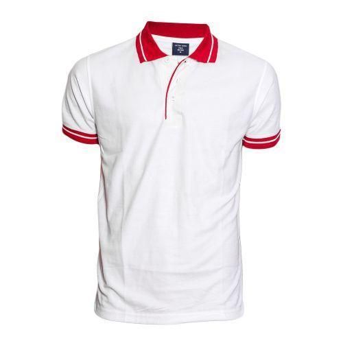 White Collar Red Polo T-Shirt