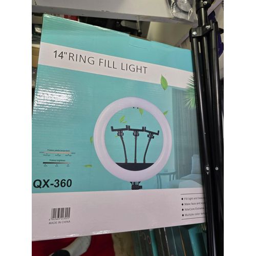 QX-360 14-Inch LED Ring Light with Adjustable Tripod Stand USB Powered Dimmable Brightness Warm Neutral Cool White for Video Recording Makeup Tutorials