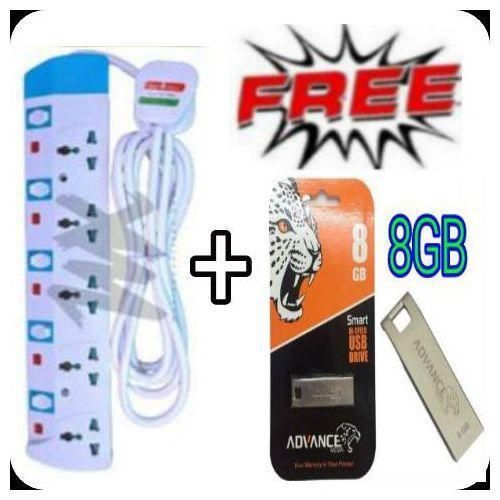 Power King 5-way power Extension+ Advance 8GB Flash Disk