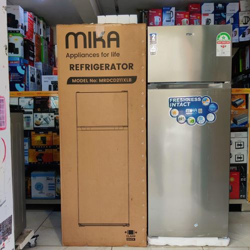 MIKA 211 L Fridge, 2 Door Top Mount Freezer Dark Silver