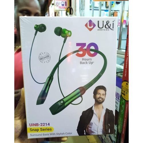 U&I UiNB-2214 Wireless Bluetooth Neckband Headphones – Good Series With 30 Hours Battery Life, Magnetic Earbuds, Deep Bass & Noise Isolation For Music & Calls