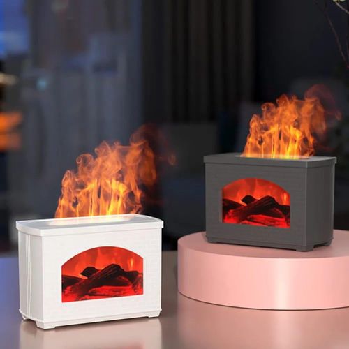 High Quality 3D Fireplace Aromatherapy Humidifier with 7-Color Flame Light Effect – Ultrasonic Cool Mist Diffuser, 270ml Tank for Home & Office