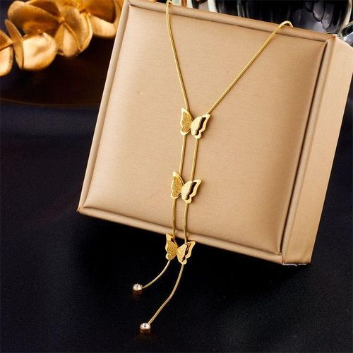 Long Pendant Butterfly Tassel Necklace