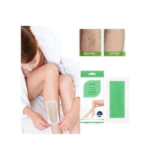 Painless New Design Double Sided Wax Strips for Smooth Skin – 40 Strips (20 Double-Sided) with 4 Wax Removing Wipes for Legs, Face, Armpits, Bikini Area