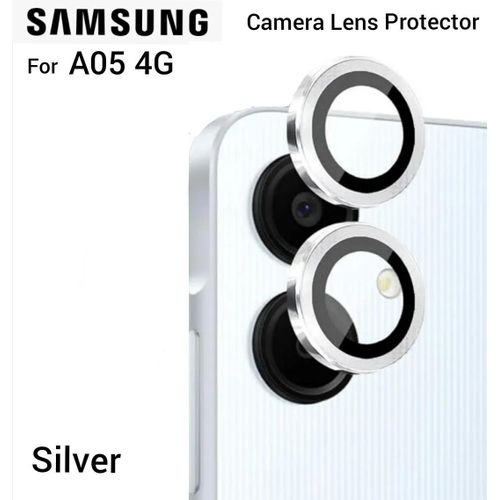 Galaxy A05 4G 2-Piece Silver Metal Ring Camera Lens Protector - HD Clear Lens Cover with Easy Installation