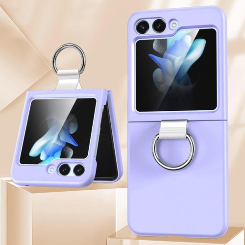 Chic Purple Silicone Ring Holder Case for Galaxy Z Flip 6 with Secure Rotating Grip, Soft-Touch Texture, and Impact-Resistant Build