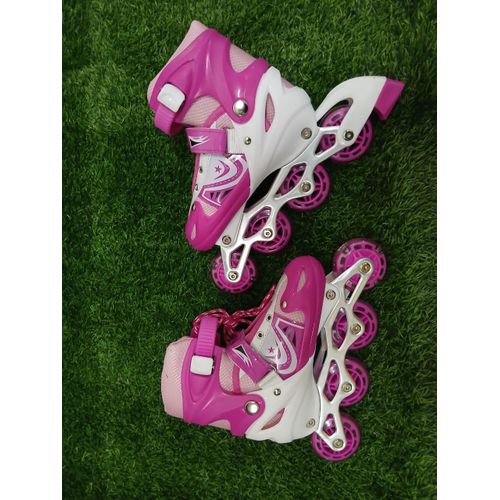 Adjustable Inline Roller Skates for Kids – 4-Wheel Inline Skating Shoes with Protective Ankle Support