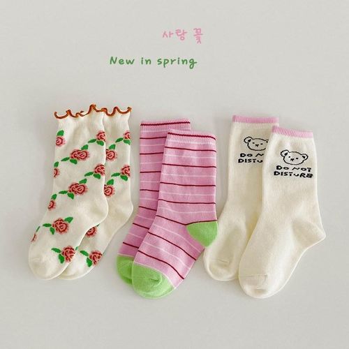 Spring Childrens Socks Lolita Fancy Calf Socks Baby Infant Sweet Flowers Socks Little Big Girls Princess Cotton Sock AutumnL6-8 Year-old