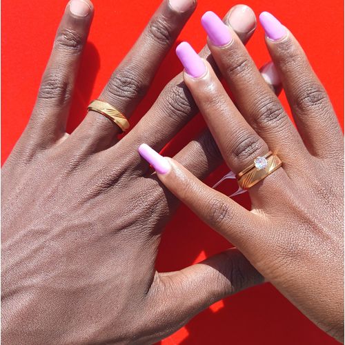 Gold Plated Double wedding ring proposal ring for women with free box