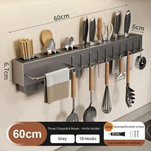 Carbon Steel Wall Mounted Cutlery Organizer For knives, Forks, Spoons, towels, scissors