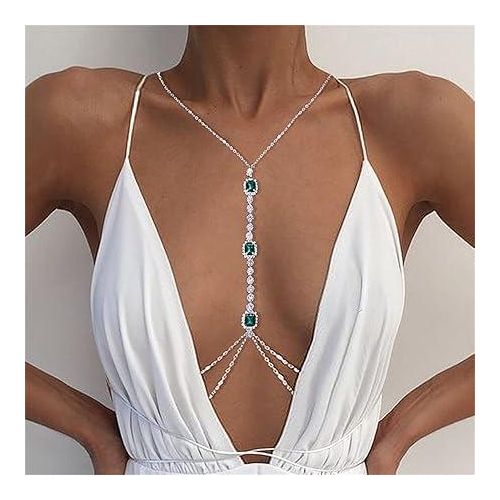 Sexy Chain Chest Chain Shining Rhinestone Fringed Bra Chain Necklaces Crystal
