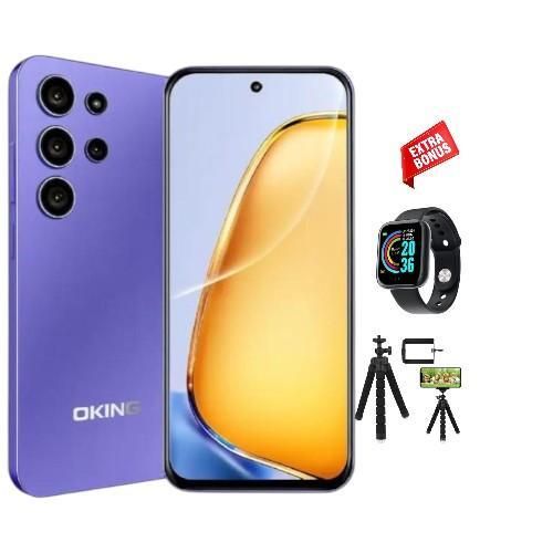 Ok S25 ultra 64gb ROM 5GB 23GB extended RAM 13MP8MP ultra camera 5000mAh real battery 667 Inch Display HD in cell punch hole screen Android phone with side mounted fingerprint Swatch y68 Tripod Stand - Purple