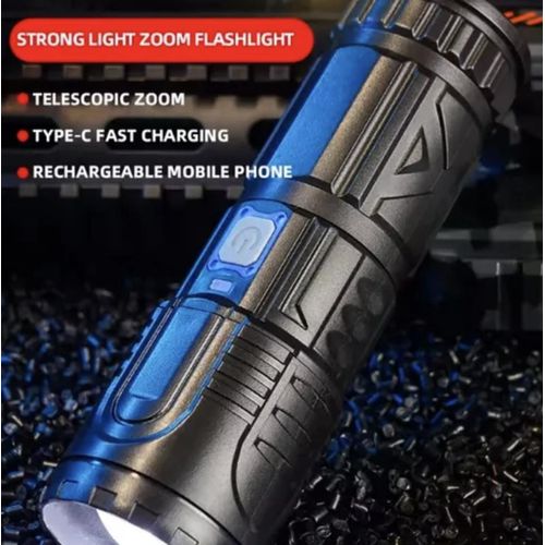 Powerful flashlight, rechargeable, portable and durable, ultra-bright LED flashlight for home and outdoor use with long-range beam.