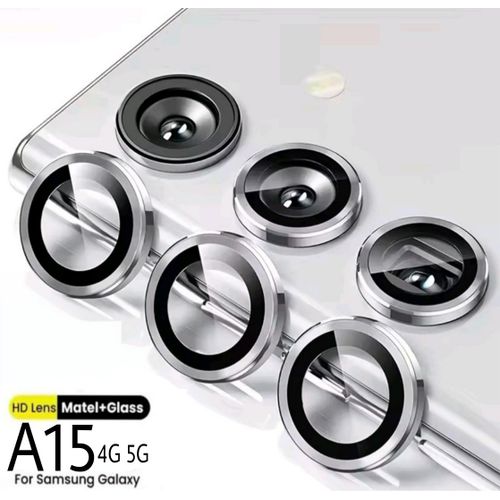 Galaxy A15 4G 5G 3-Piece Silver Metal Ring Camera Lens Protector - HD Clear Lens Cover with Anti-Scratch Protection