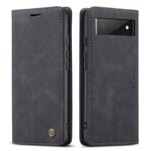 Black Executive Retro Leather Wallet Case for Google Pixel 7 Pro – Premium PU Leather, Multi-Card Organizer, Zipper Pocket & Magnetic Lock