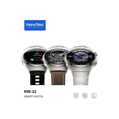 HainoTeko Watch 4 Pro RW-32 – Curved AMOLED Glass Smartwatch with 3 Straps, BT Call, Premium Finish