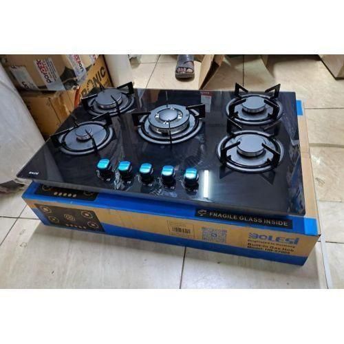 Inbuilt 5 burner full gas tampared glass cooker