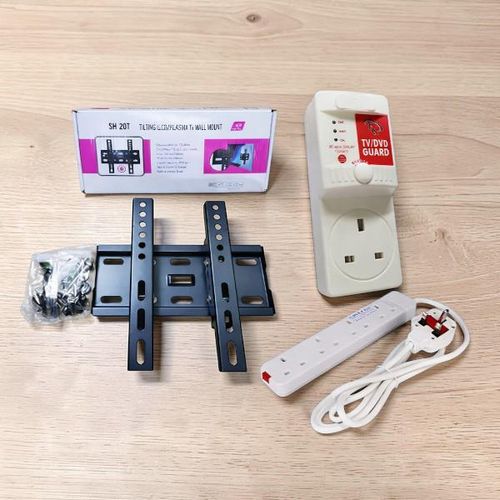 Durable Quality Skilltech 15-43in Tilt TV Wall Mount Bracket Power King 4Way Power Ext Cable FREE FK TV Guard