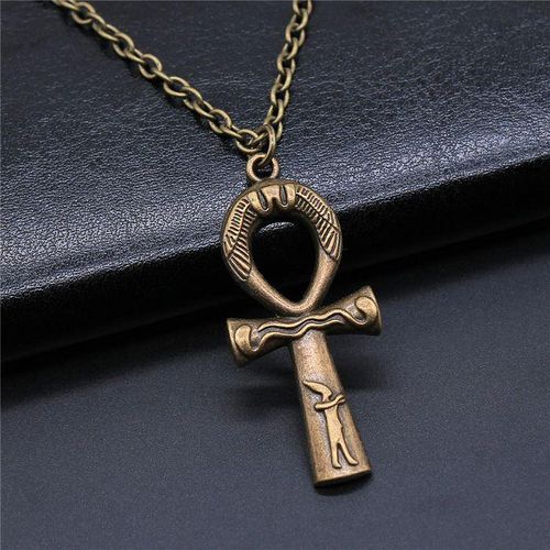 N-A12121Vintage Fashion Simple Necklace Style Ankh Cross Pendant Necklace Long Chain Necklace Gift For Women Men Girl Boy MAA