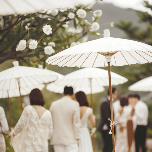 Premium 60cm Wedding Paper Parasol Umbrella – Elegant White Decorative Oriental Sun Umbrella, Natural Bamboo Ribbed Frame, Classic Event Photography Prop and Bridal Party Favor for Outdoor Garden Ceremonies