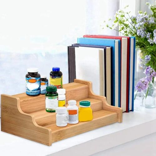3 step multipurpose bamboo spice organizer