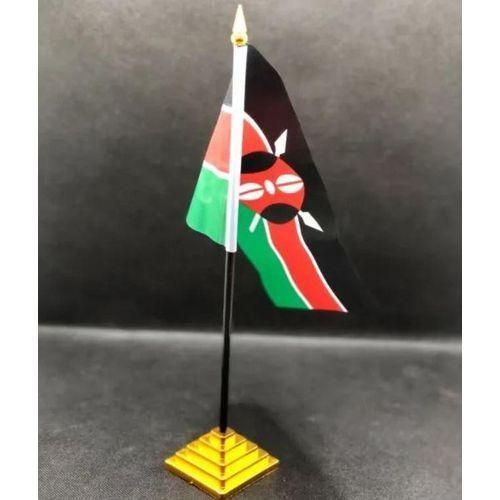 Kenyan table flag with a base and a stand