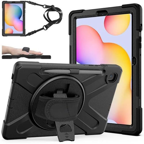 Case for Samsung Galaxy Tab S6 Lite 10.4 inch, Protective with Hand Strap/S Pen Holder, Shockproof S6 Lite Tablet Case 2024/2022/2020 SM-P610 SM-P613 SM-P620 - Black
