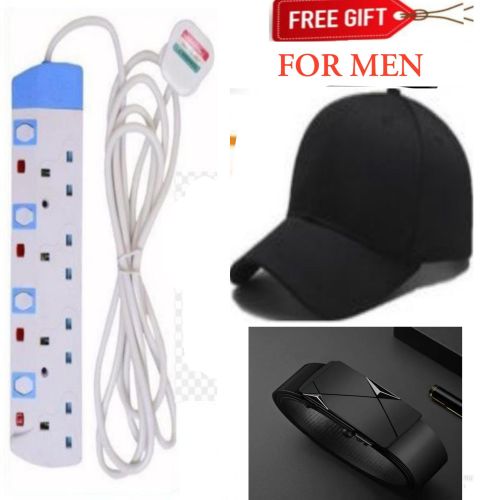 HEAVY DUTY 4 WAY POWER STRIP LONG CABLE – RELIABLE FOR SALON/KINYOZI & SHOP