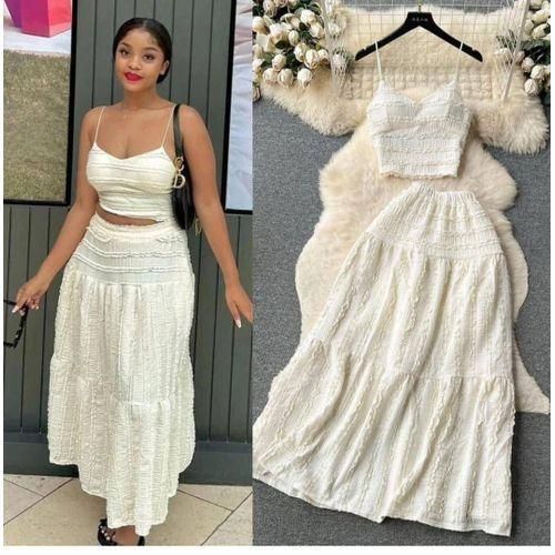 white boho two-piece set