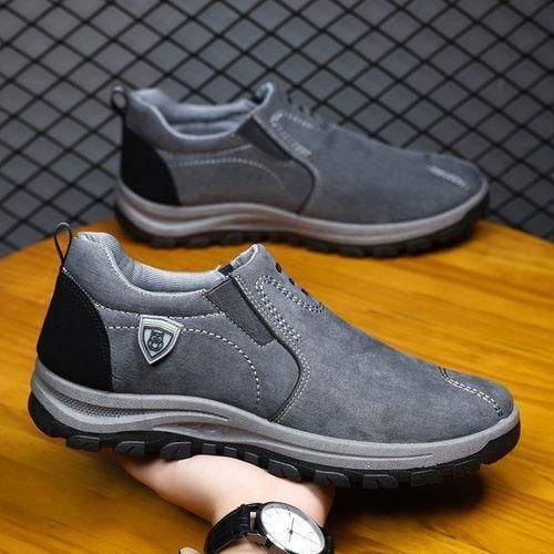 Mens Loafers Slip-on Casual Sneakers Comfortable Shoes Grey-EU 41