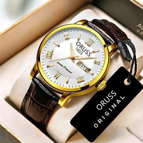 Oruss Classic Men’s Watch – Durable Stainless Steel, Battery-Powered, Day & Date Function