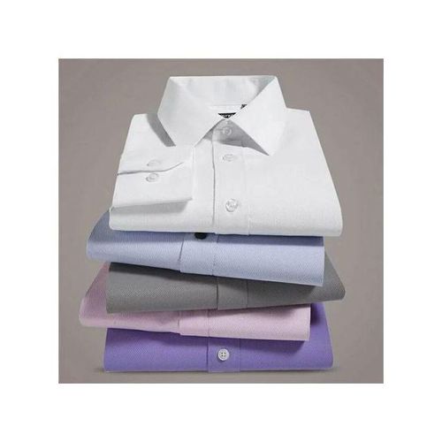 5pcs Mens Official Shirts Cotton Long Sleeve White Sky Blue Grey Light Pink and Purple