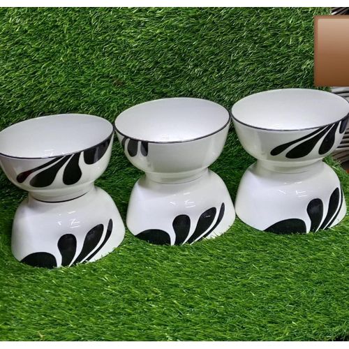 6PC White Black Ceramic Bowls – Elegant Kitchen & Dining Set