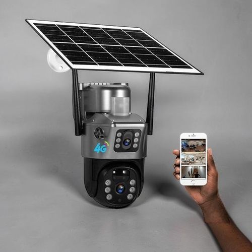 All-Weather Performance 12MP 4G Simcard PTZ Rotating Dual Lens Outdoor Smart Security Monitoring Solar Camera