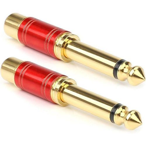 2Pc - Plated 635mm 14 Male Mono Plug to RCA Female Jack Audio Adapt