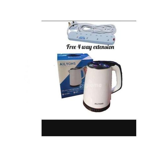White 18 Litres Electric Kettle 4 Way Free Extension