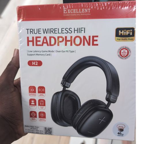 H2 TRUE WIRELESS HIFI Bluetooth HEADPHONE Low Latency Game Mode Over-Ear Fit Type With Built in Microphone - Support Memory Card