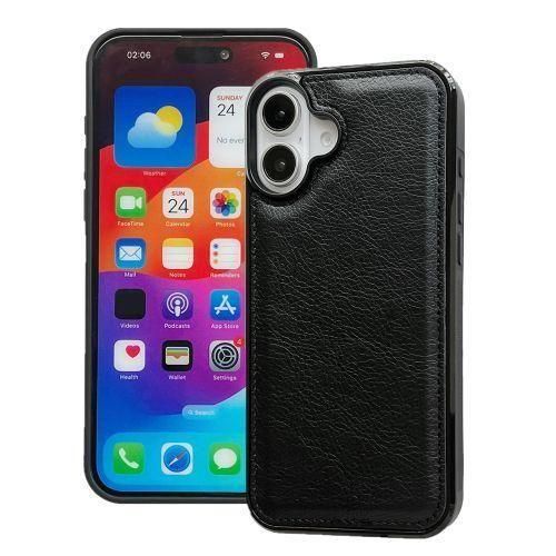 IPHONE 16 BLACK LEATHER BACK CASE