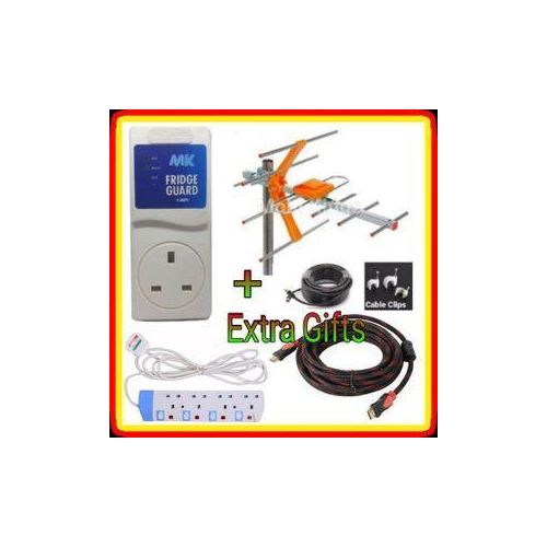 MKFridge Guard+Digital TV Aerial Antenna +Free 4 Way Power Extension,Hdmi Cable