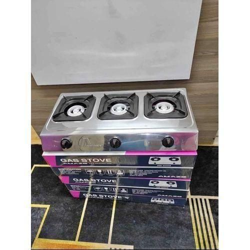 3 Gas Burner Automatic Ignition Table Top Stainless Steel Heavy Body High Quality Non- Stick 1Yr Warranty with 2m gas pipe