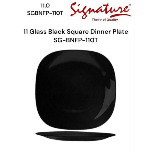 6pcs 11 Black Glass Square Dinner Plates SG-BNFP-110T