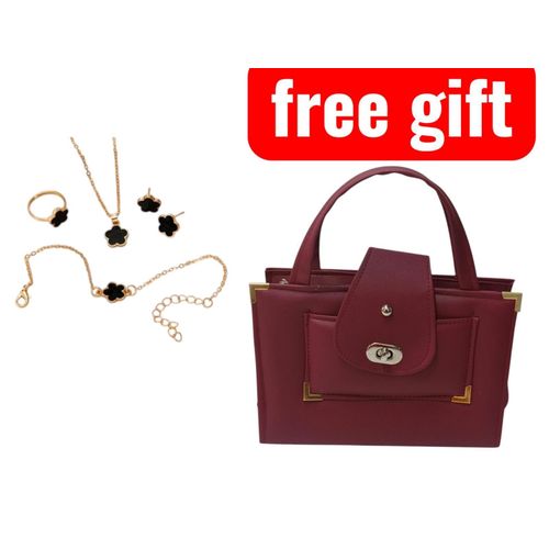 Elegant Womens 4PCS Jewelry Gift Set Necklace Earrings Bracelet Ring with Free Handbag Perfect For Daily wear Parties special occasions Weddings events Birthday anniversary and graduation gifts As a bonus comes with FREE Durable handbag