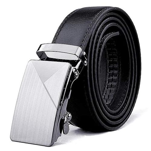 Men's Leather Ratchet Belt with Triangle Decorated - Black/Silver