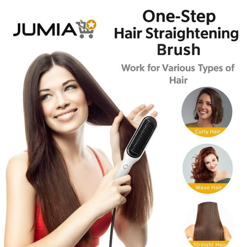 Professional Hair Straightener Brush – Fast Heat-Up, LCD Temp Control, 6ft Swivel Cord