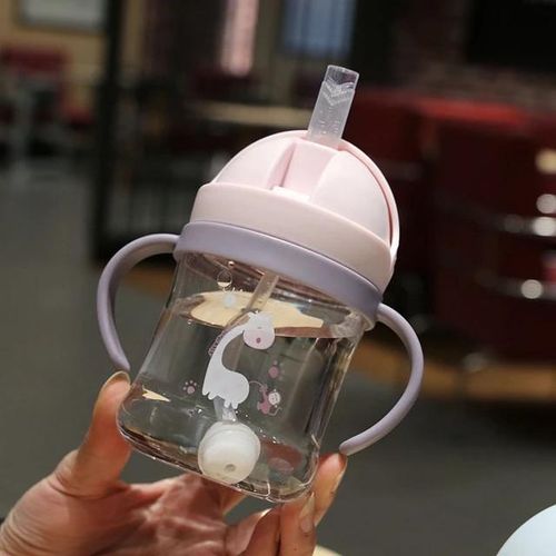 250ml Baby Water Bottle Learning Cup Anti Choke Non-spill Training Cup Leak-Proof Fee With Gravity Ball Straw
