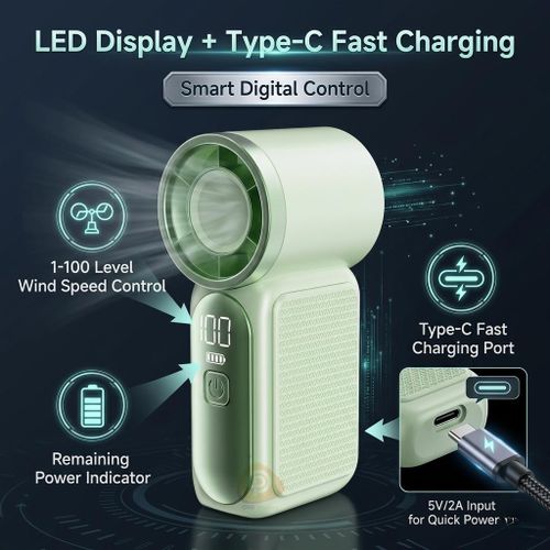 Turbos Cold Fan Super Mini Fan USB Powered Digital Display For Outdoor Camping Travel