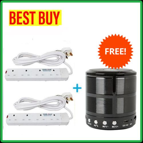 2-4Way Power Extension - White +FREE Best GIFT