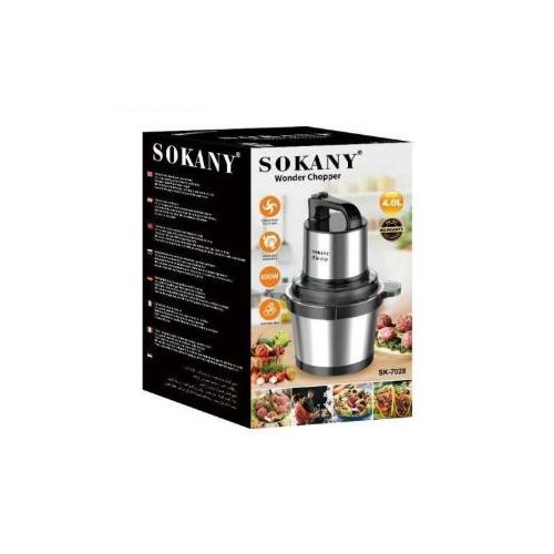 800W Stainless Steel Electric Food Chopper with 4L Bowl 2 Speeds 4 Stainless-Steel Blades